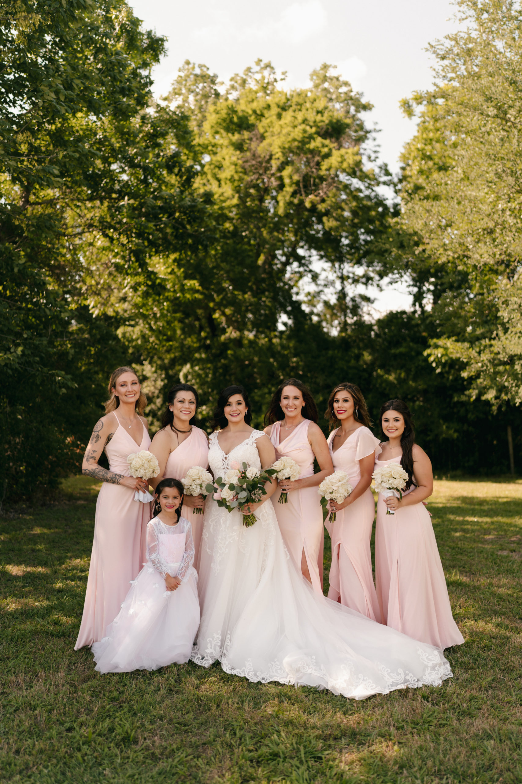pink bridesmaid dresses at a texas wedding