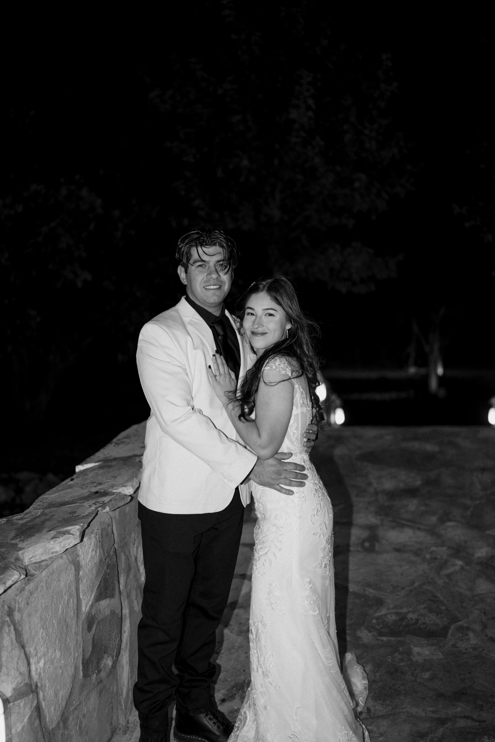 These timeless bride and groom photos were taken after dark. This non-traditional couple were eager to create editorial style flash portraits with Angelina Loreta Photography.