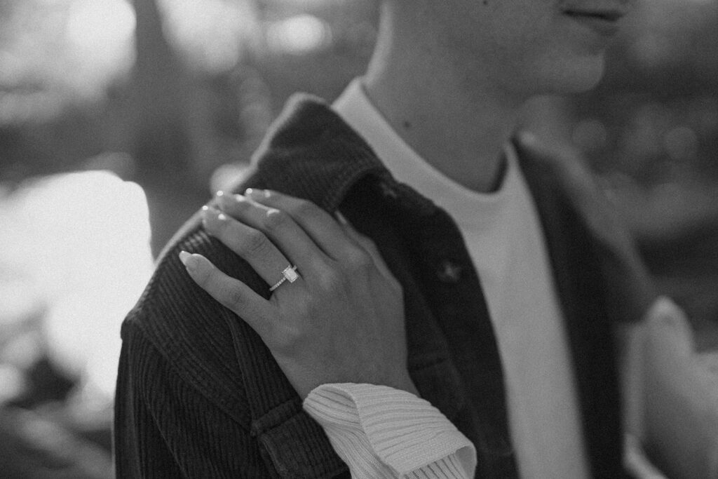engagement ring photos black and white