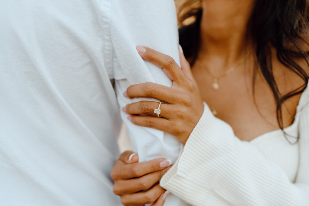 engagement ring photos detail photos engagement outfits neutral white