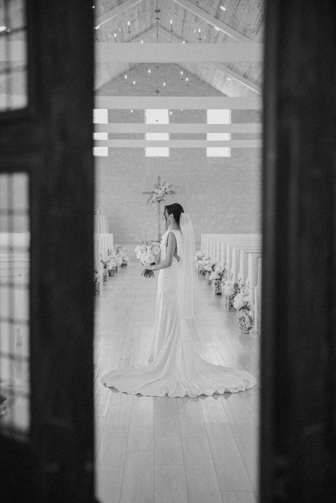 indoor bridal portraits inside camp hosea wedding venue
