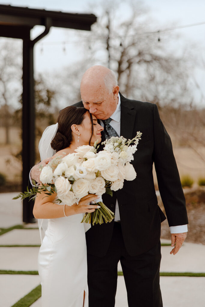 first look with grandpa photos before wedding ceremony in texas