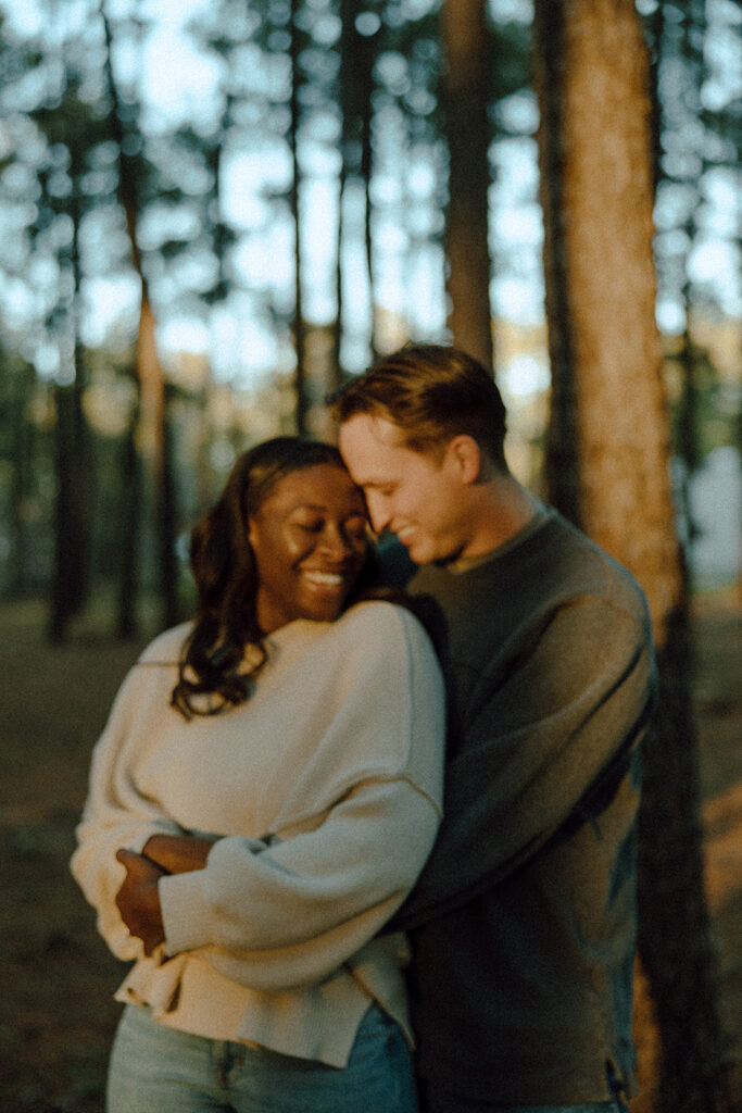 candid and playful golden hour engagement photos
