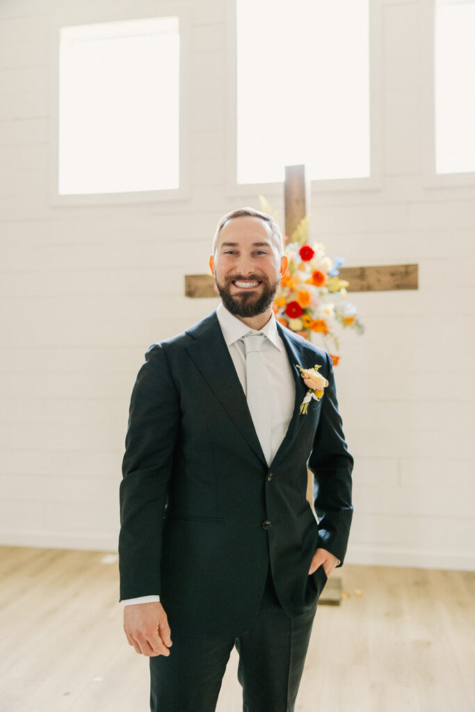 houston wedding photographer texas wedding groom portraits with bridal bouquet