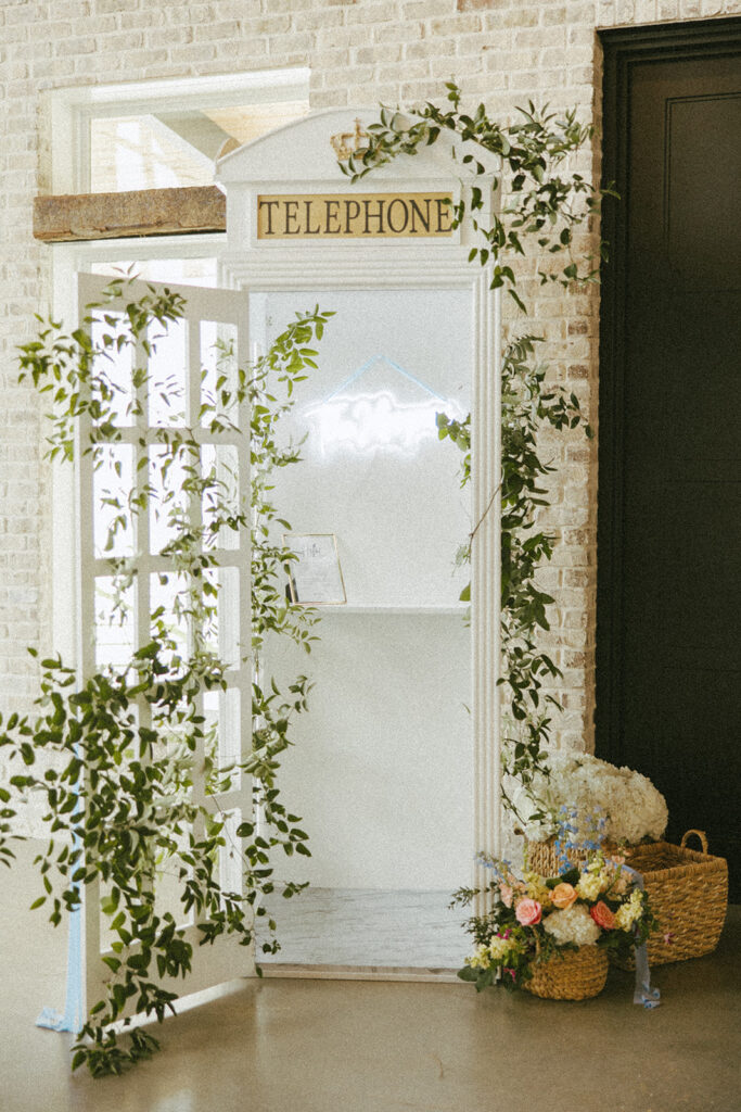 vintage telephone booth wedding decor