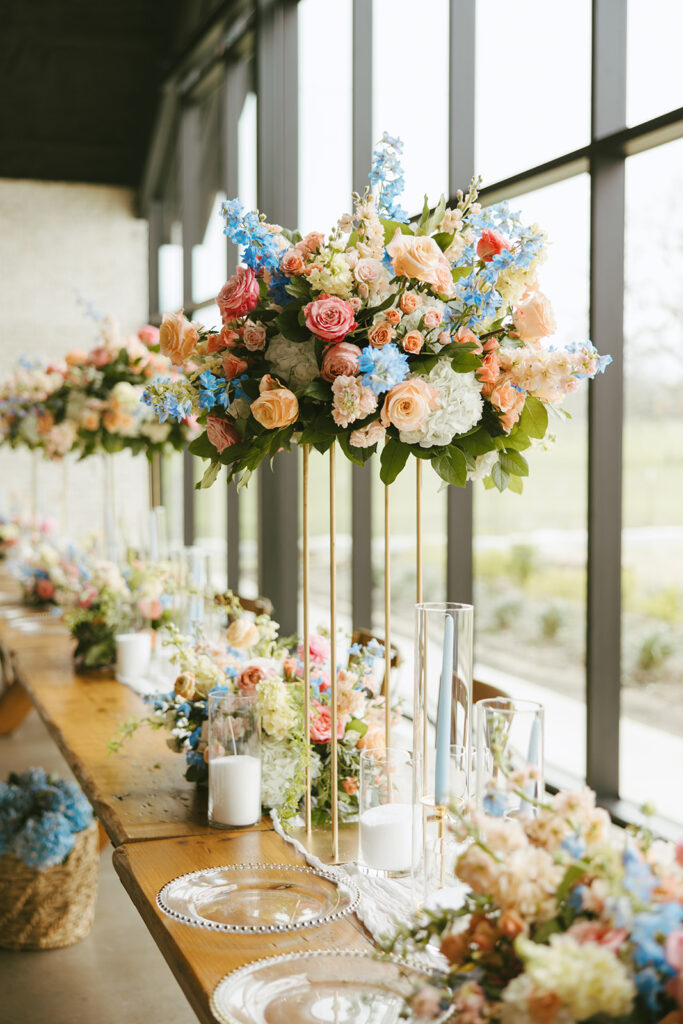 spring colorful wedding flowers table decor