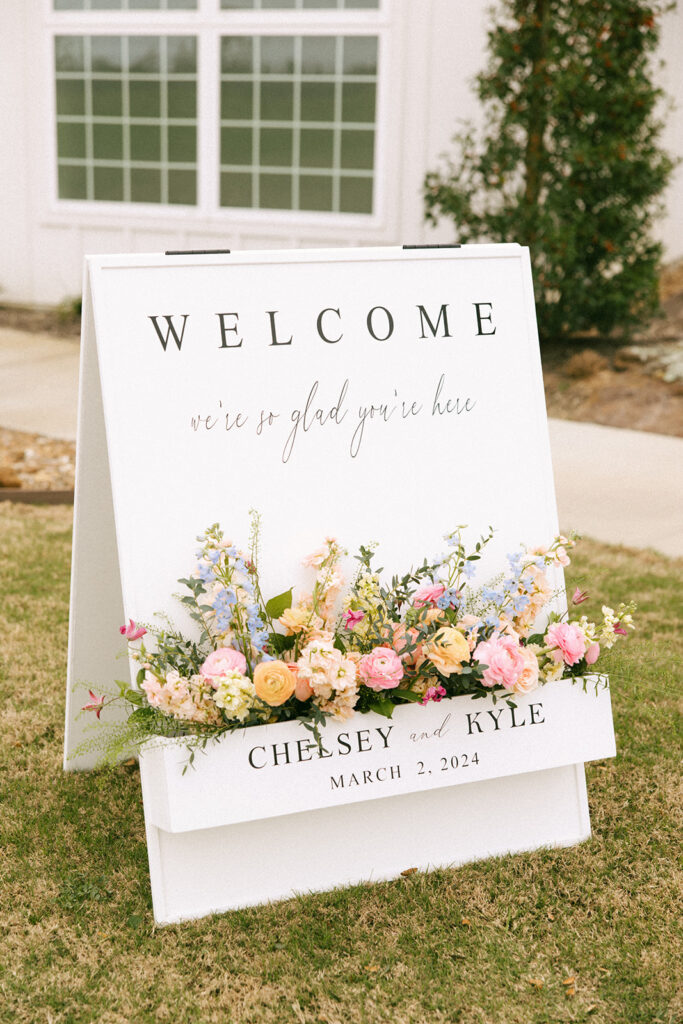 spring colorful welcome wedding sign