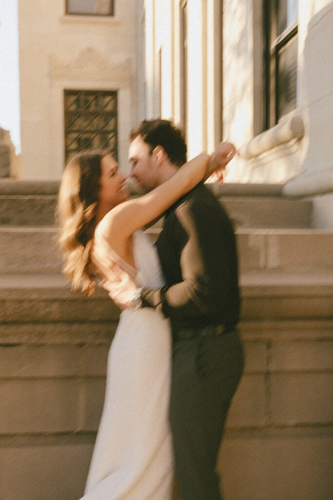 documentary style wedding photos blurry bride and groom portraits