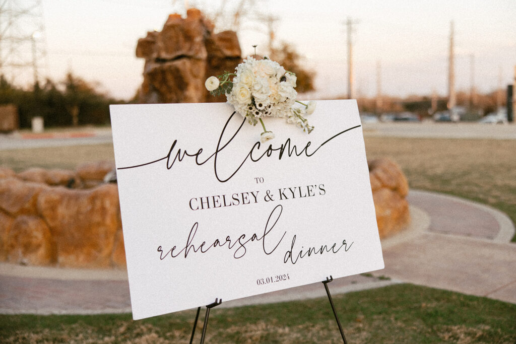 welcome signage wedding rehearsal dinner