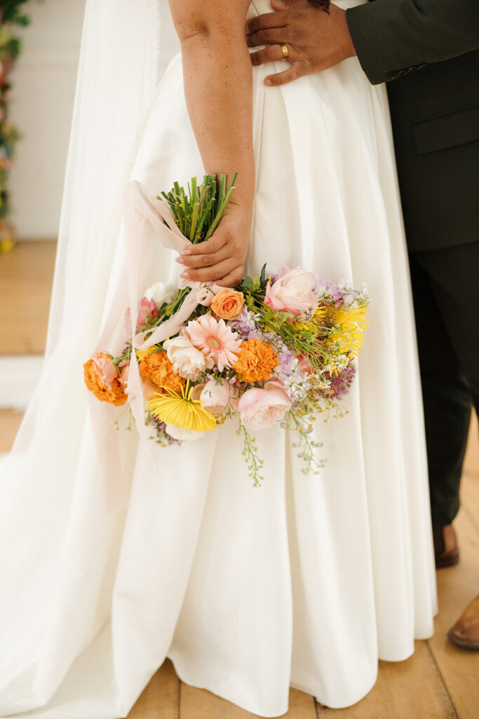 vibrant wedding bouquet bridal portraits