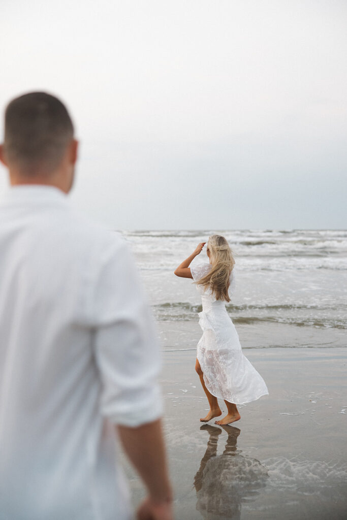 sunset beach engagement photos documentary-style engagement photos