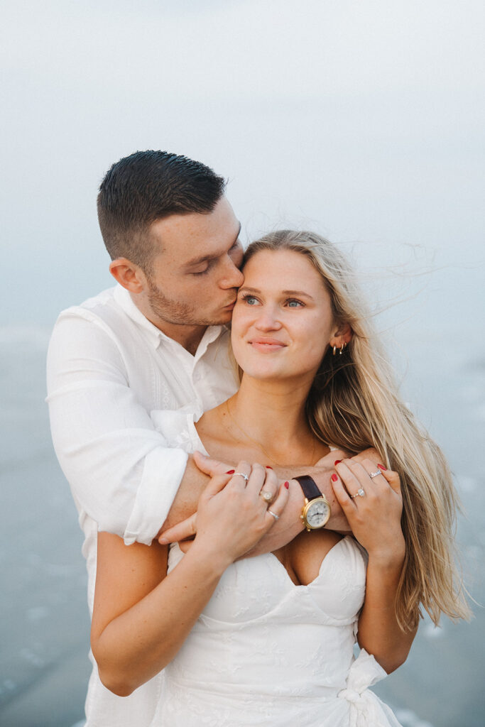 sunset beach engagement photos documentary-style engagement photos