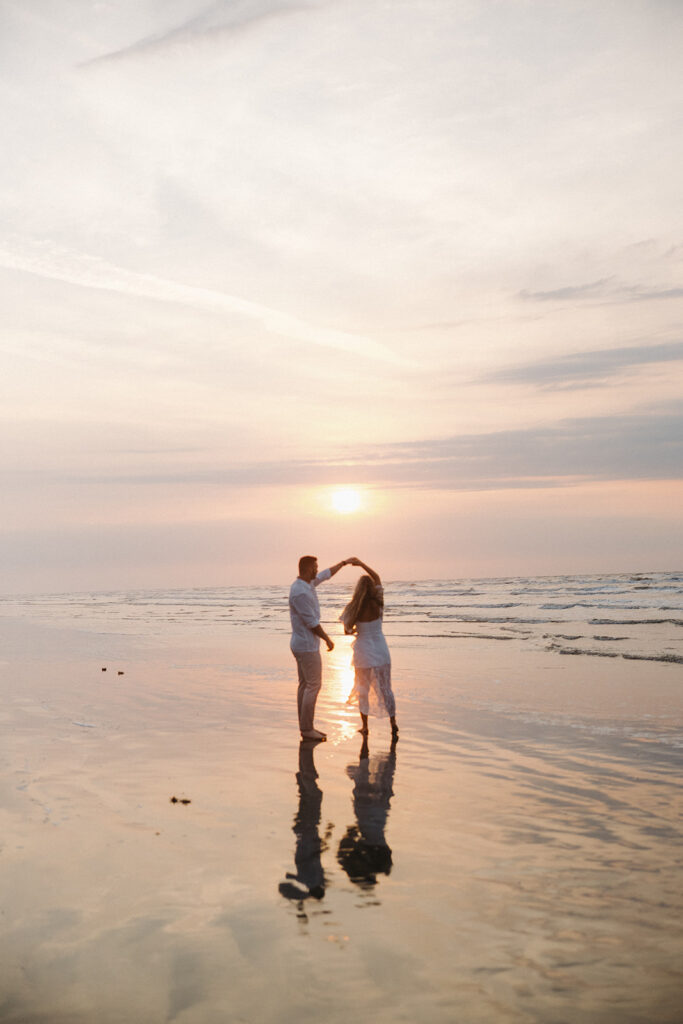 sunset golden hour couples photoshoot on the beach