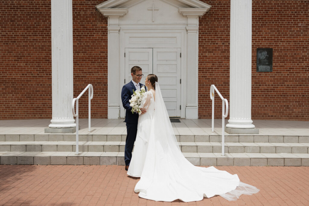 christ centered wedding photos with bride and groom