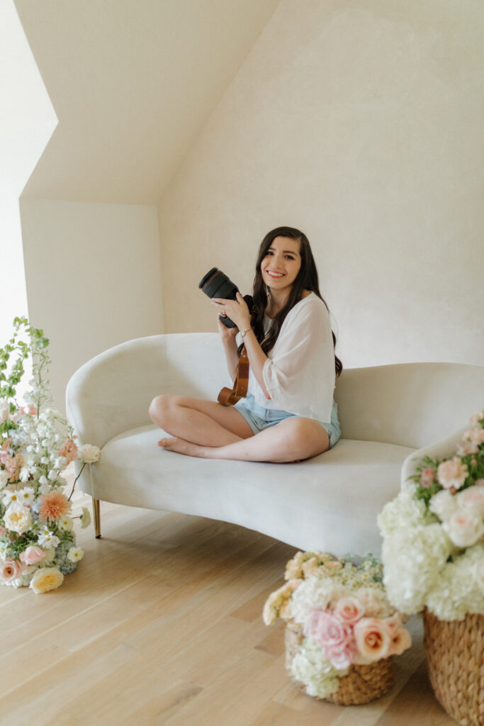 central texas photographer brand photos with flowers