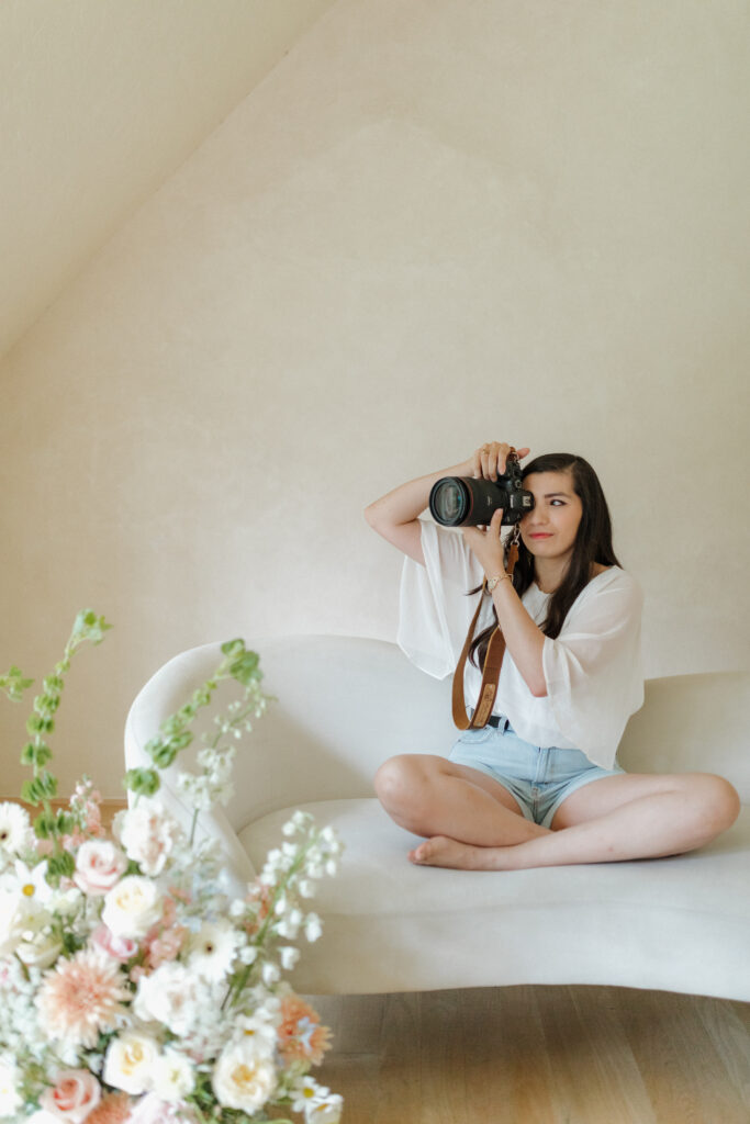 central texas photographer brand photos with flowers