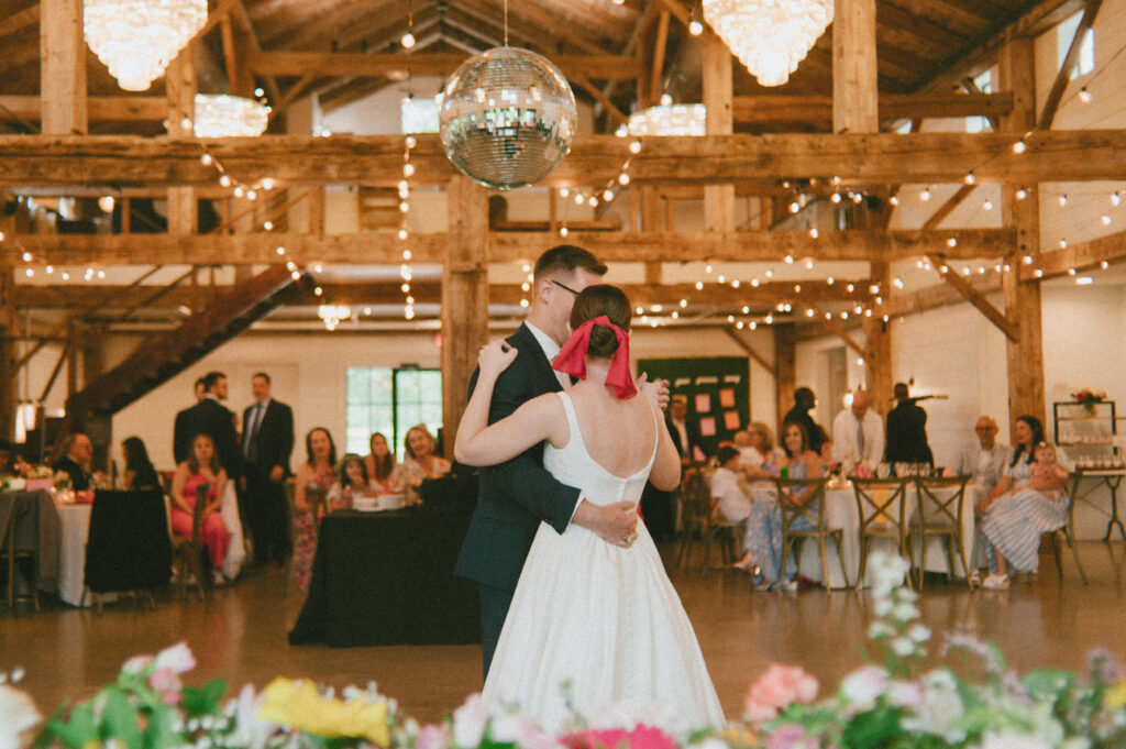 bride and groom first dance at wedding reception film inspired wedding photos