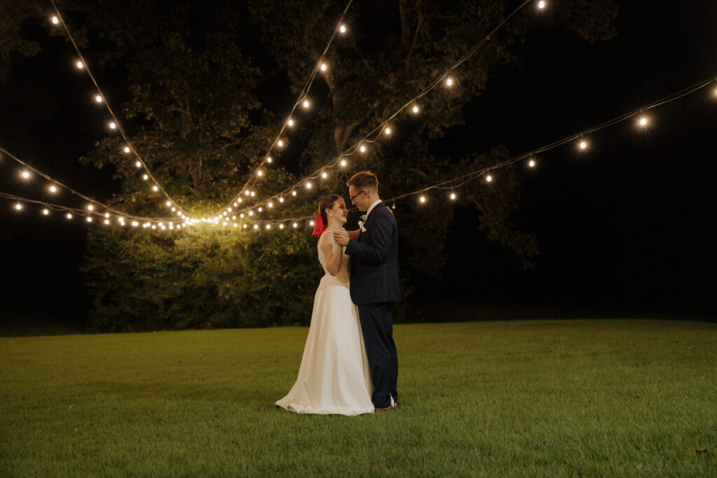 bride and groom first dance at wedding reception film inspired wedding photos