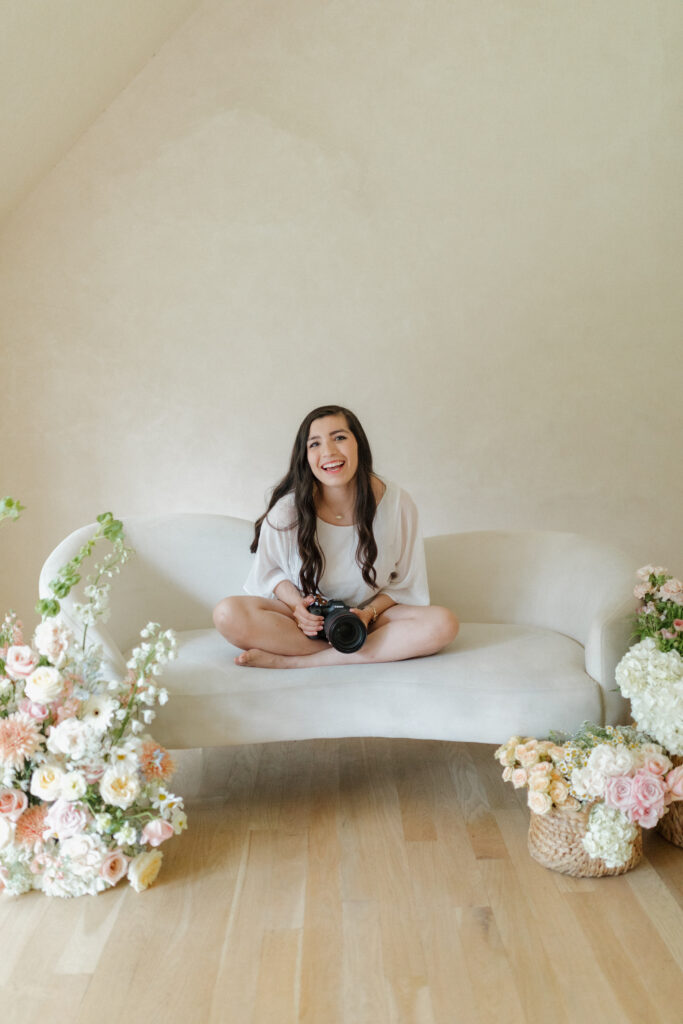 central texas photographer brand photos with flowers