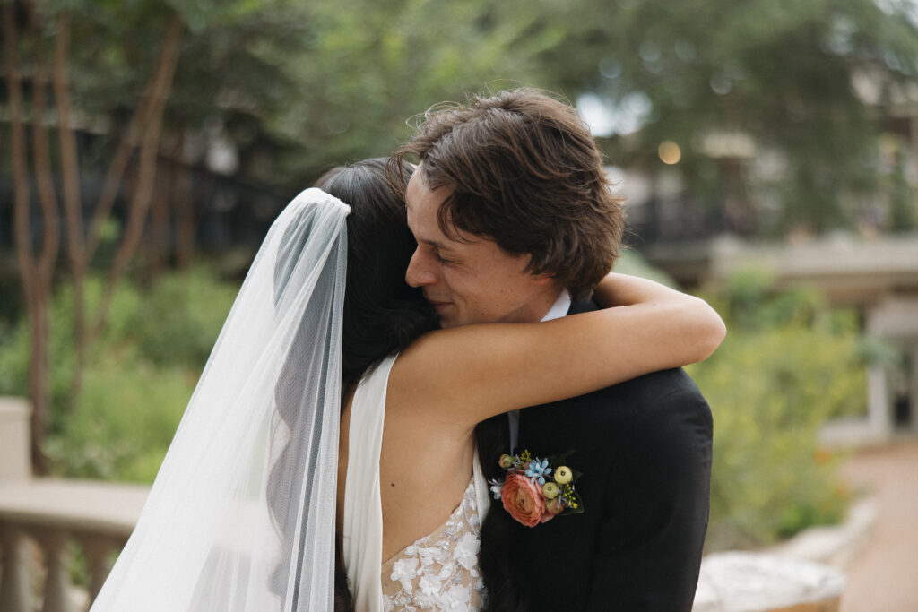 first look with bride and groom