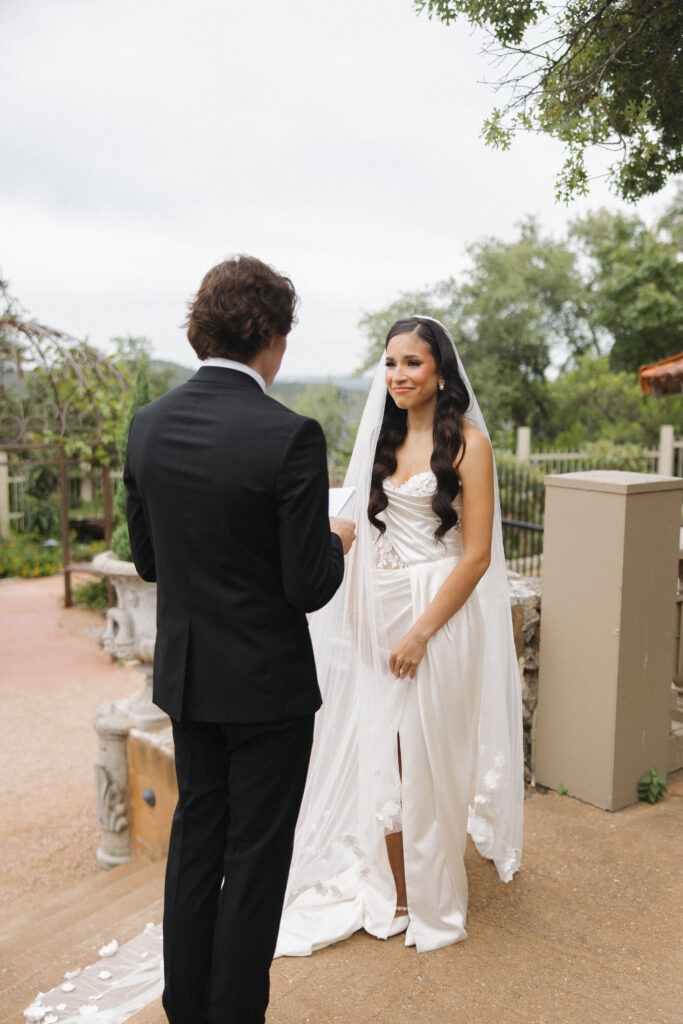 first look with bride and groom