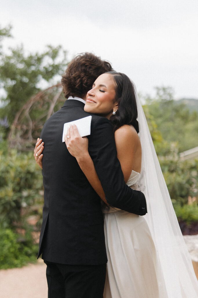 first look with bride and groom