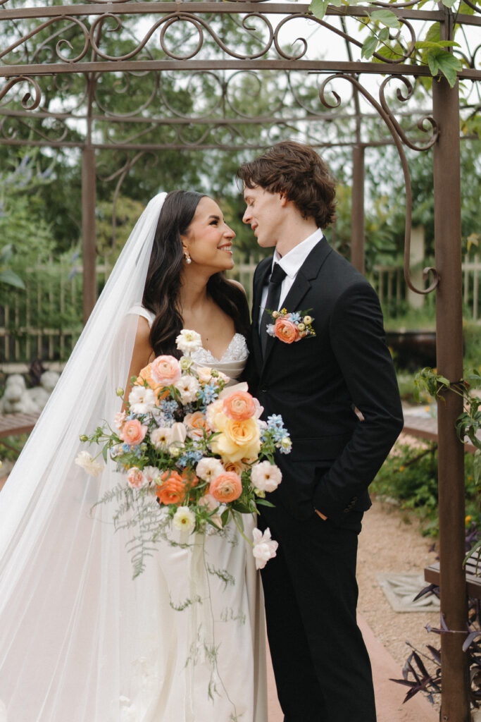 documentary style colorful bride and groom portraits in texas