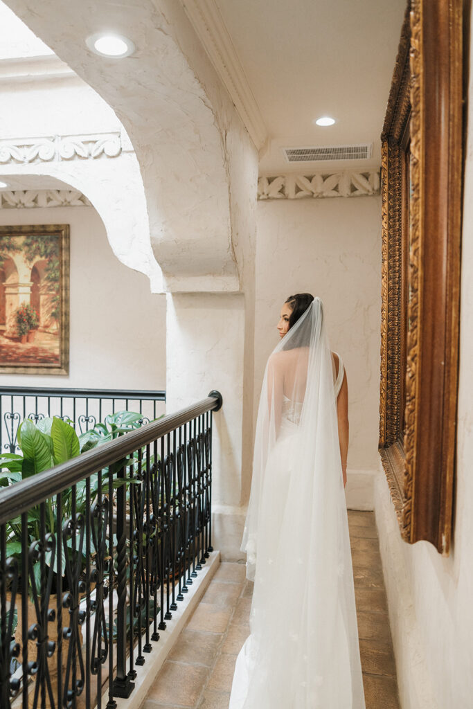 bride exploring texas wedding venue modern and elegant and luxury