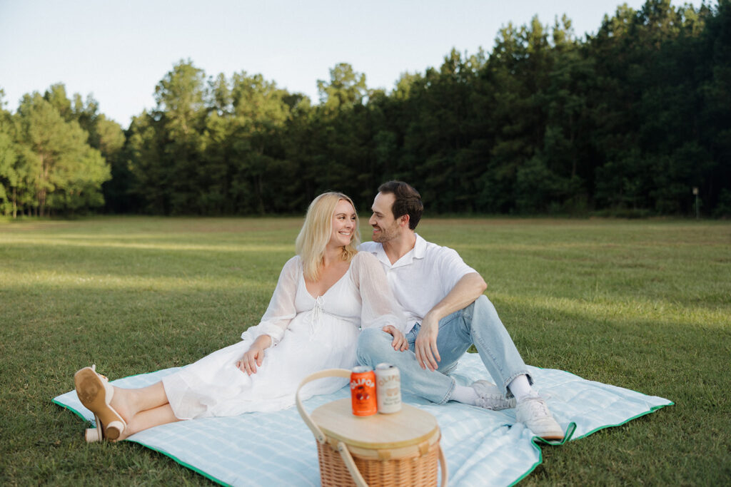 romantic picnic engagement session candid and relaxed