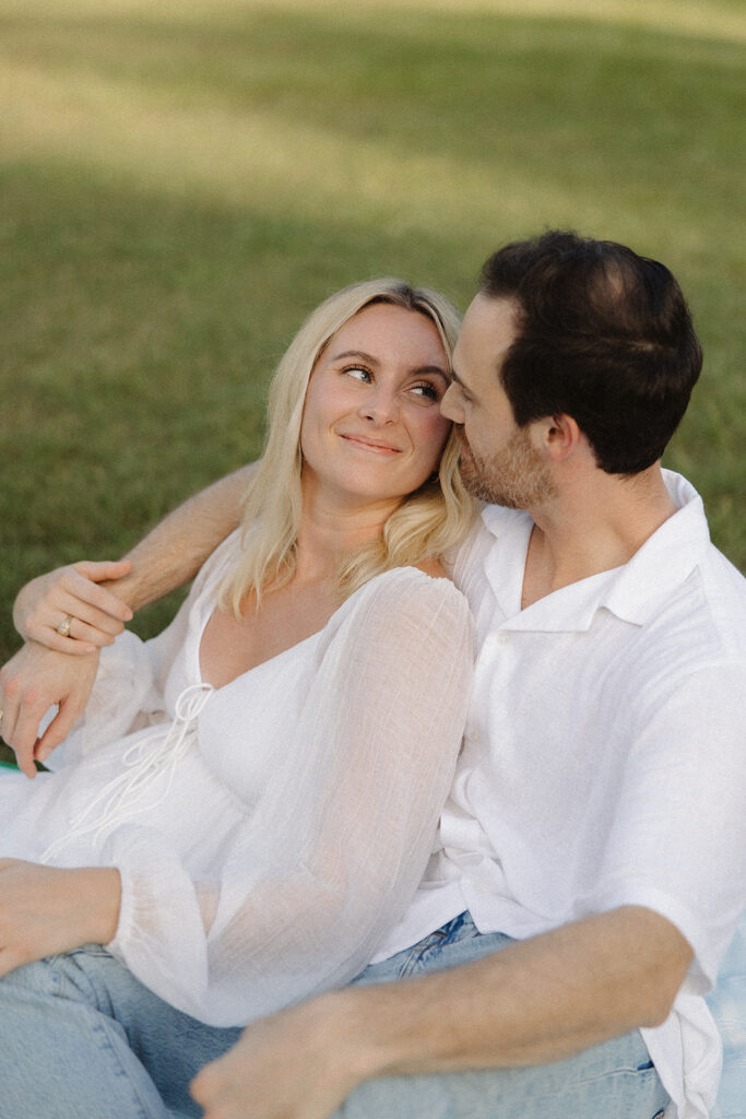 romantic picnic engagement session candid and relaxed