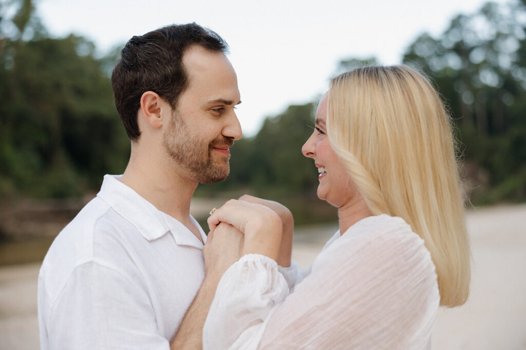 candid couple poses in texas photoshoot