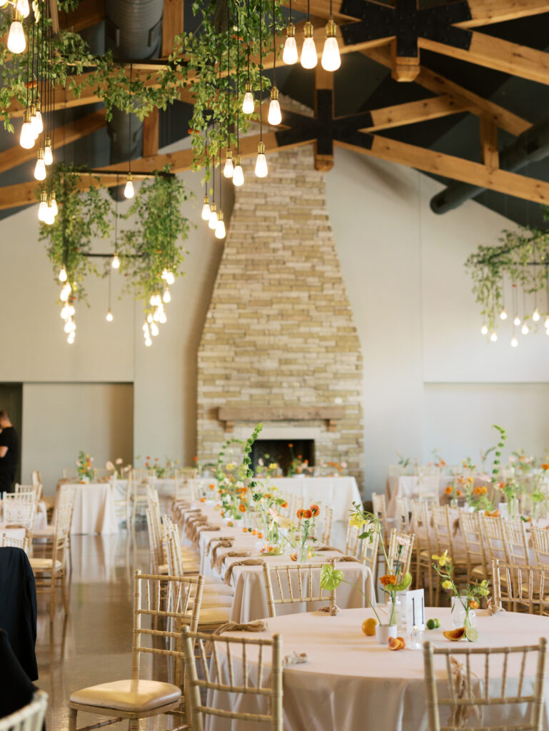 colorful wedding venue decor in texas