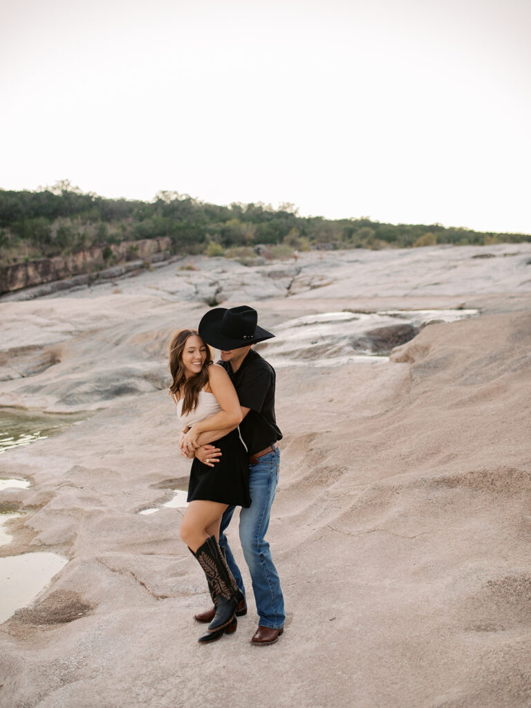 western engagement photos at Pedernales Falls State Park