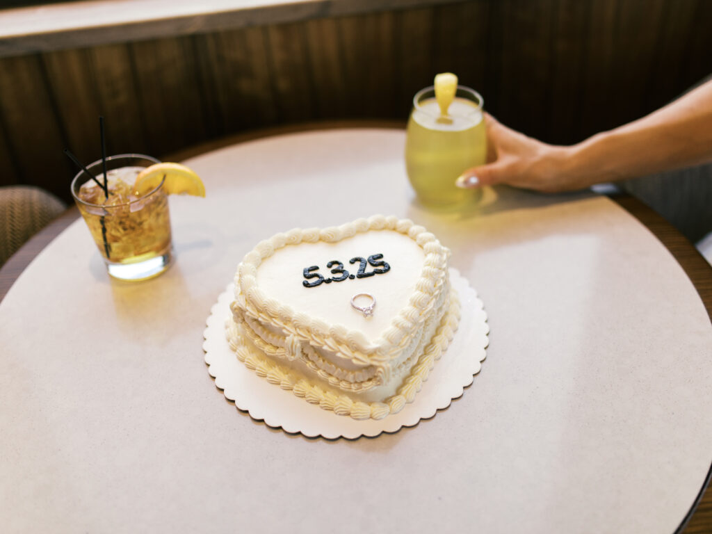 engagement photoshoot cake