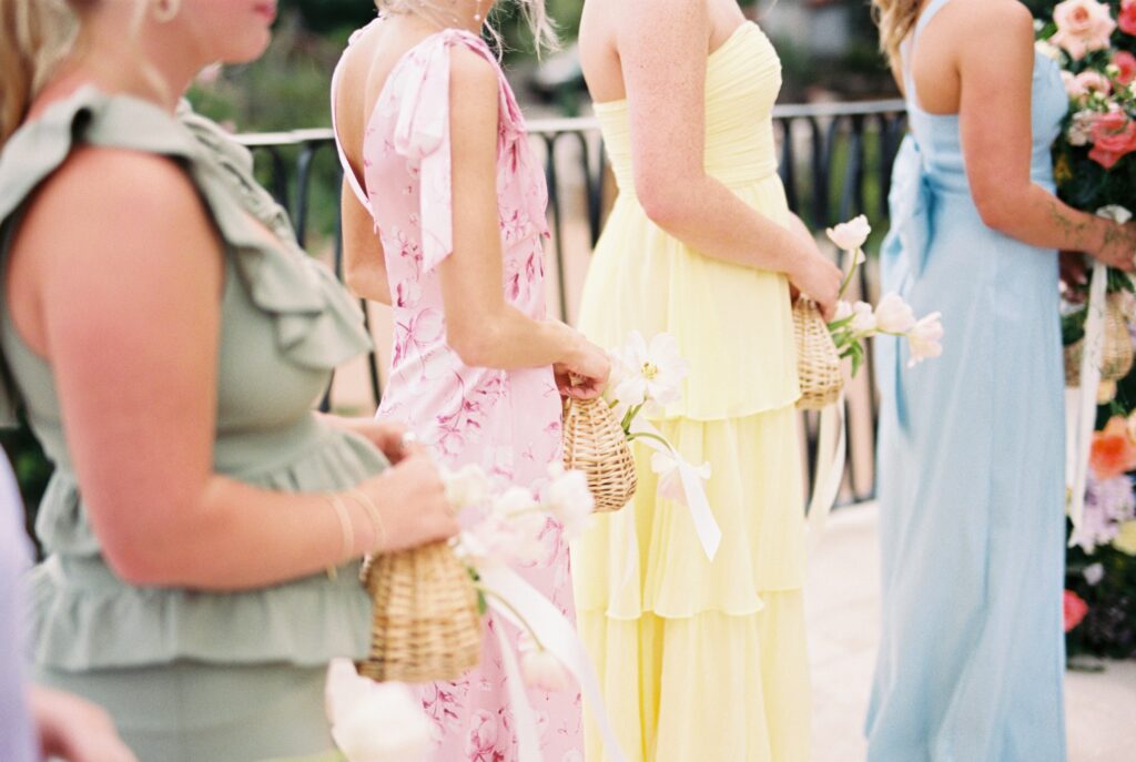 colorful pastel bridesmaid dresses spring