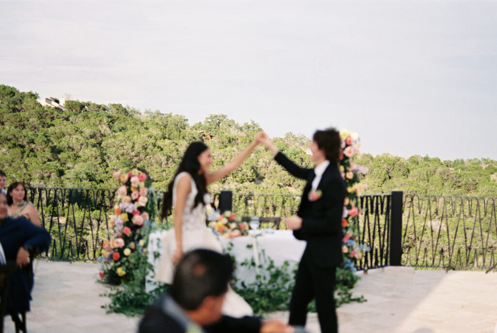 bride and groom first dance candid blurry wedding photos