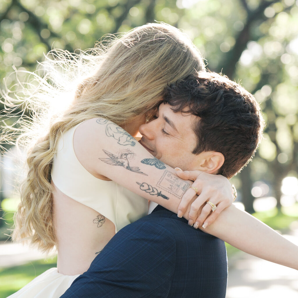 couple smiling and laughing during photoshoot in texas