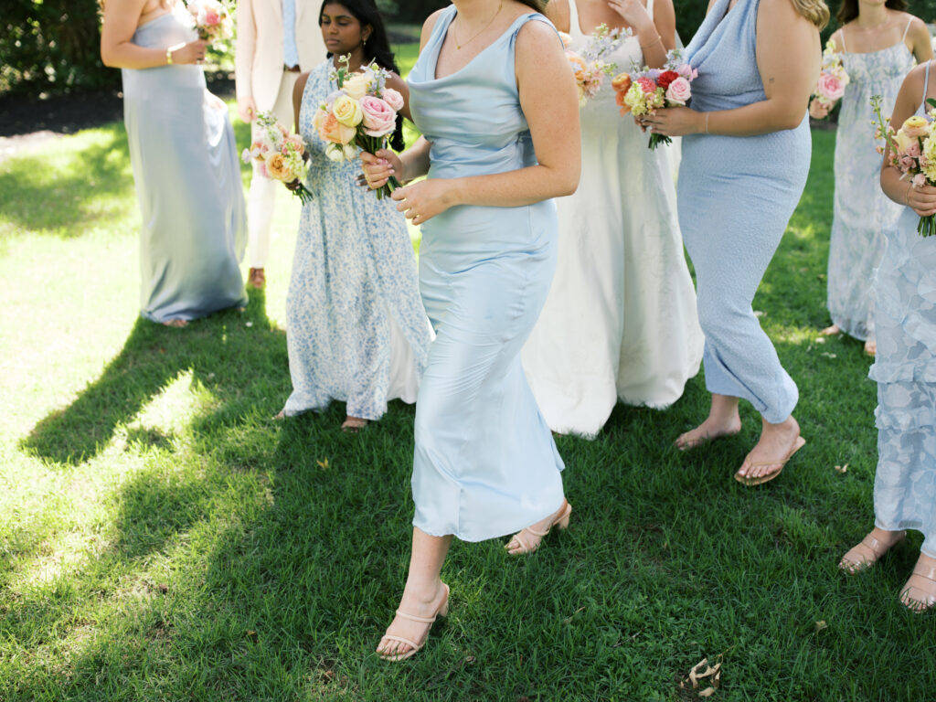 candid bridal party photos in the spring