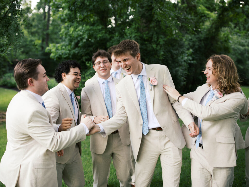 candid bridal party photos in the spring
