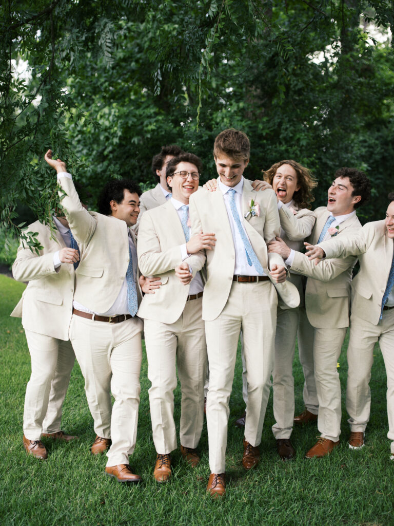 candid bridal party photos in the spring