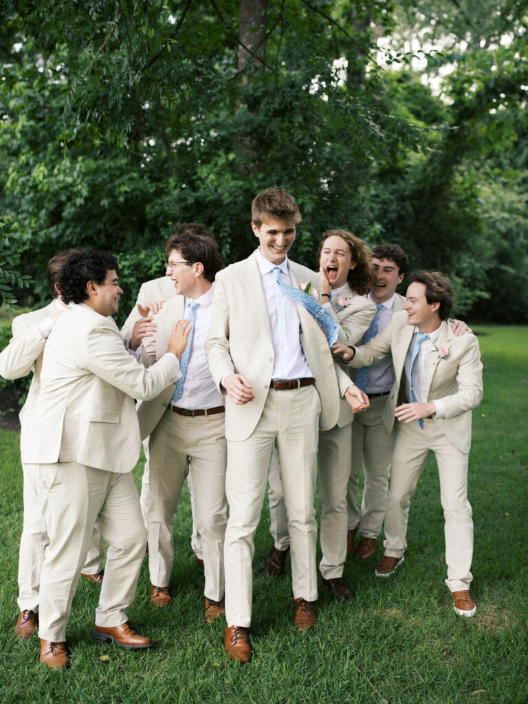 candid bridal party photos in the spring