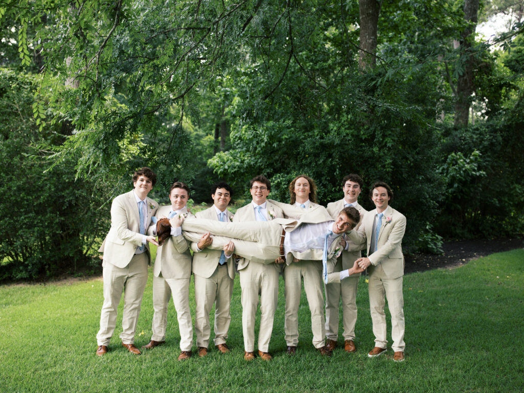 candid bridal party photos in the spring