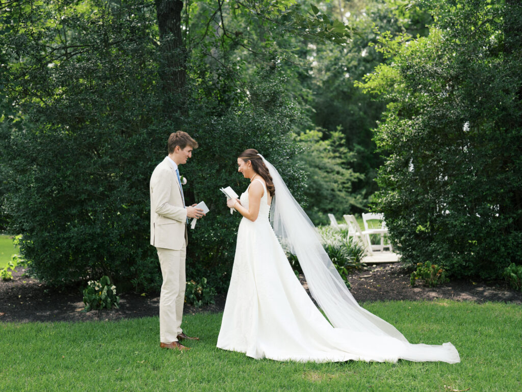 first look wedding photos outdoors at The Meekermark