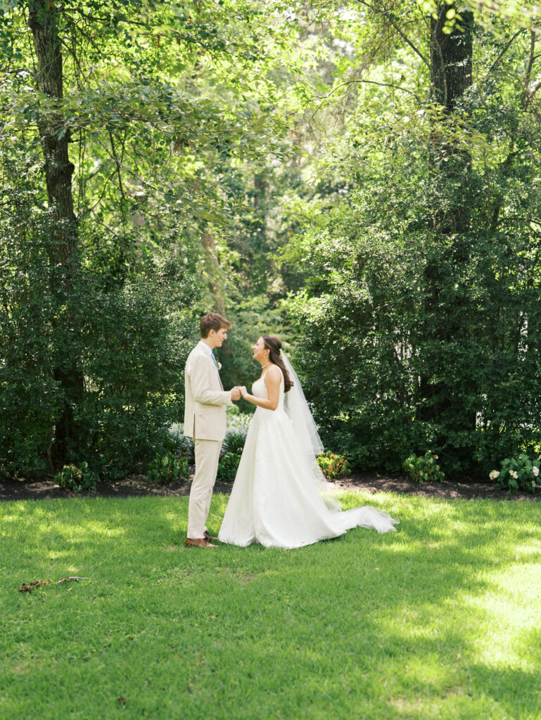 first look wedding photos outdoors at The Meekermark