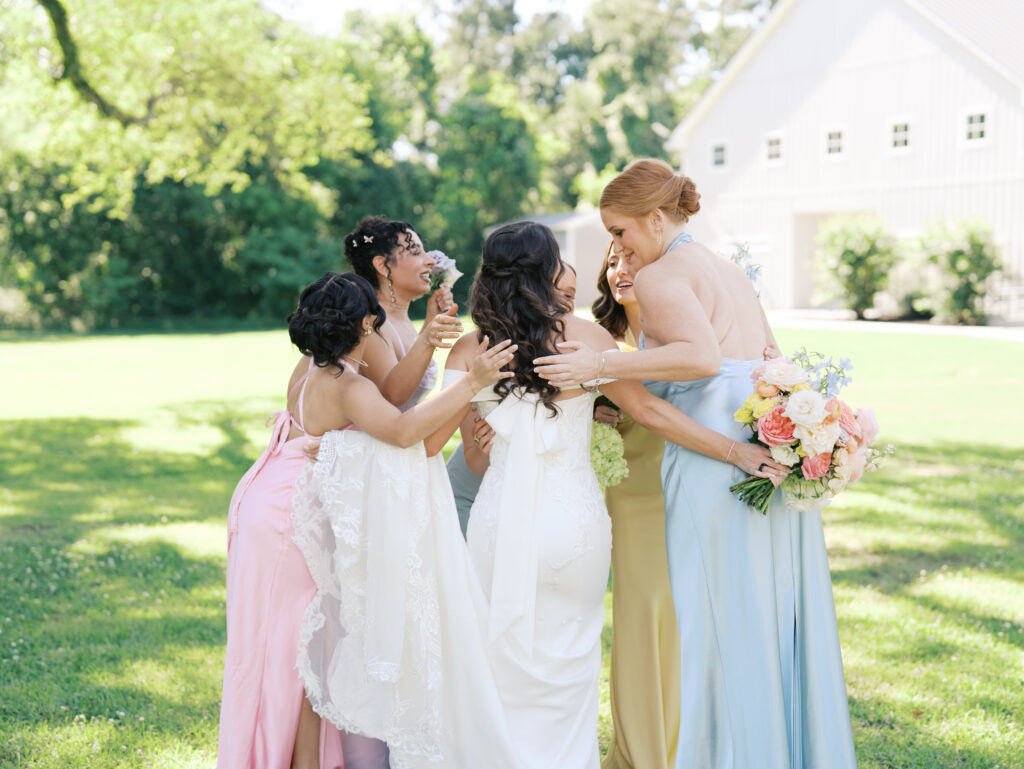 first look with bridesmaids