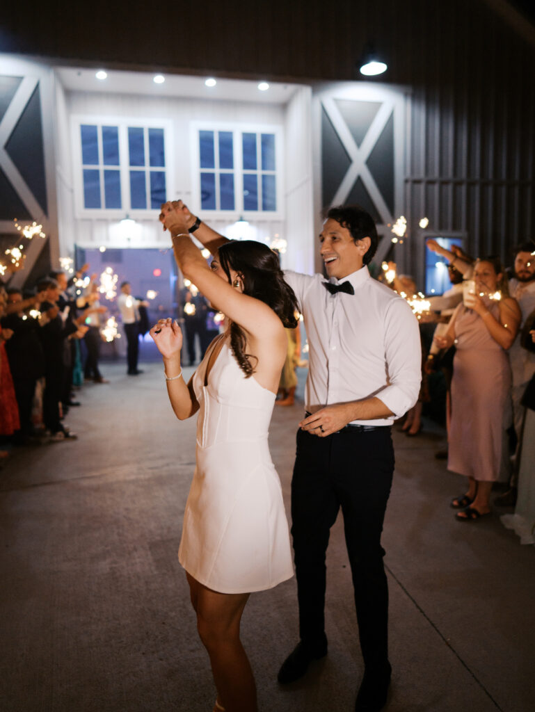 bride and groom sparkler wedding exit