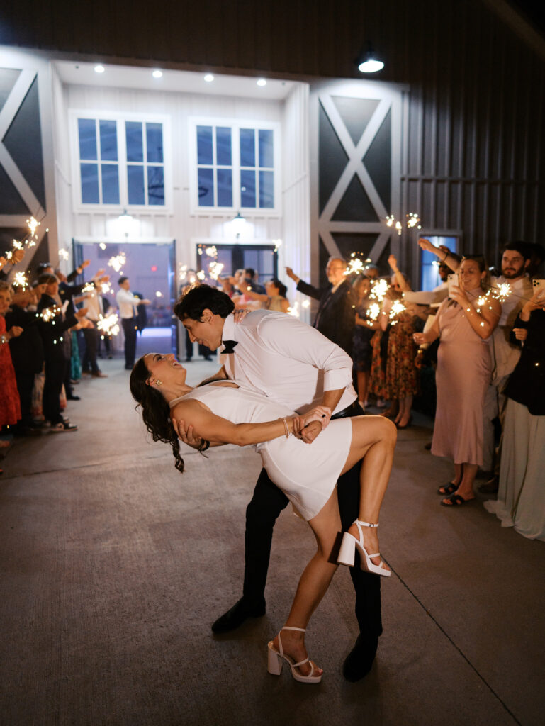 bride and groom sparkler wedding exit