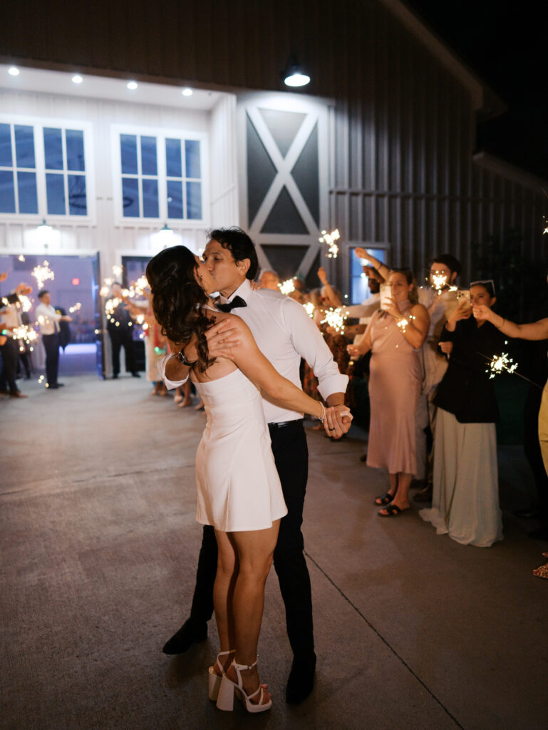bride and groom sparkler wedding exit