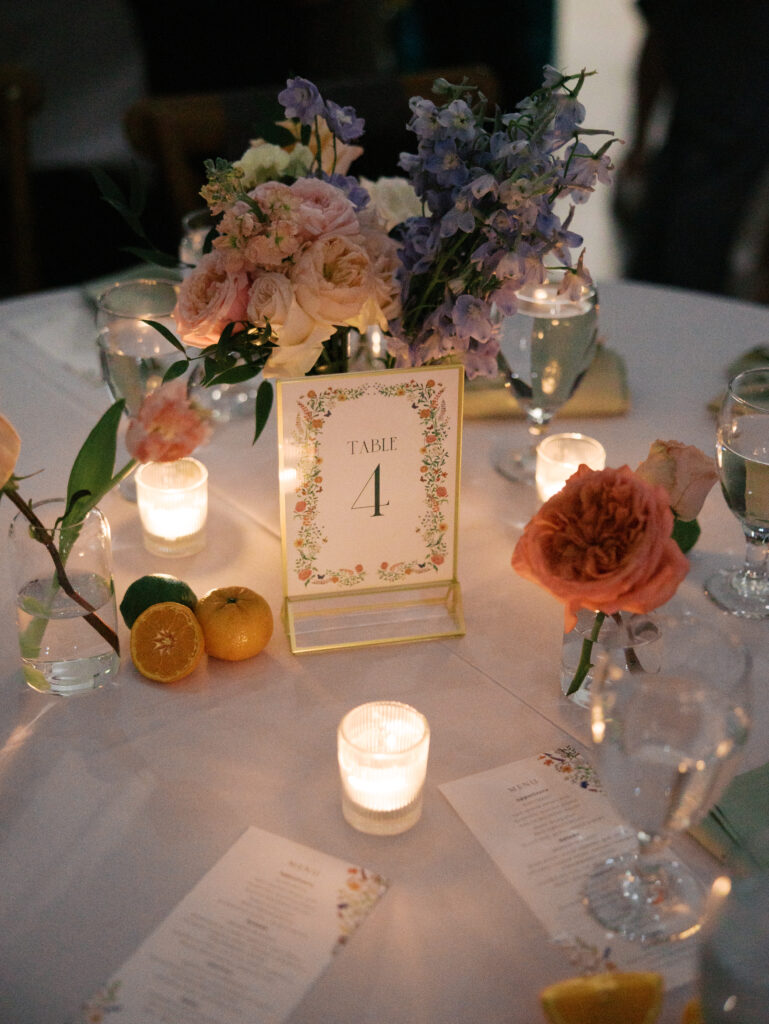 spring wedding reception details bright and colorful