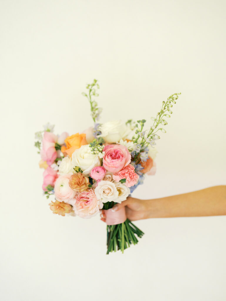 bright and colorful wedding flowers in the spring